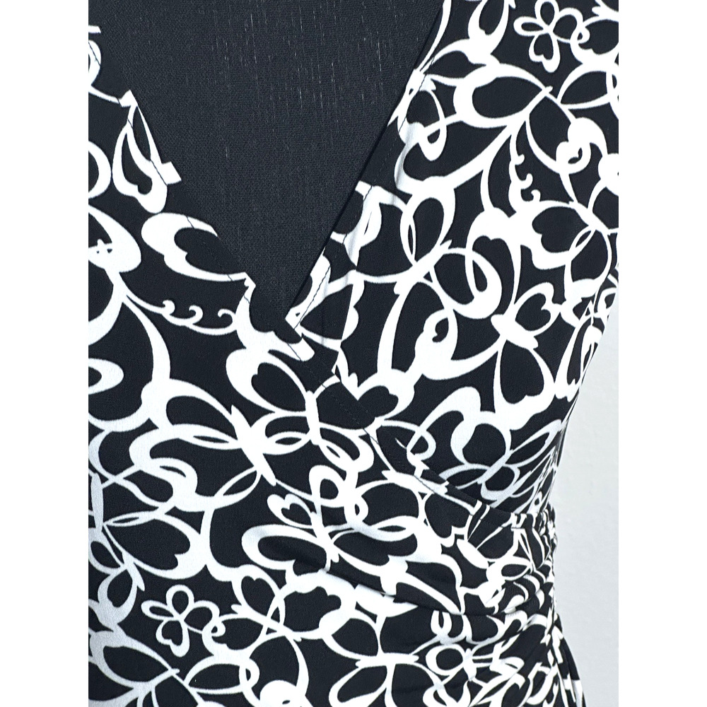 London Times Petite Women's Dress Black & White Cap Sleeve Dress Size 10P - Picture 7 of 16